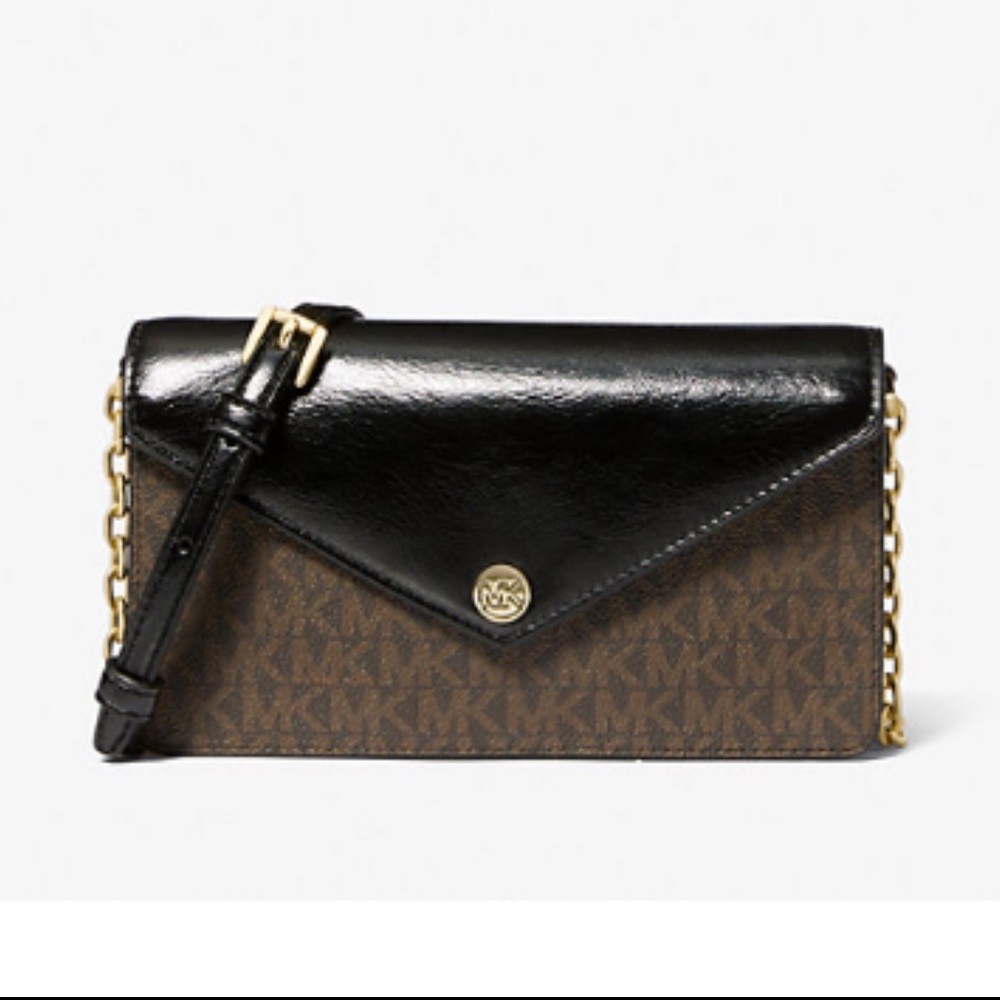 NWT Michael Kors Black Envelope Signature Logo Crossbody Bag - Picture 4 of 7